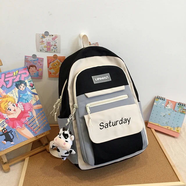 Colorful Backpack for College Girls, Waterproof Student Rucksack