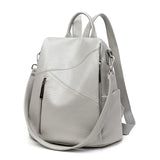 Women's Anti-Theft Leather Backpack Large Capacity Schoolbag