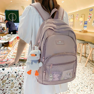 Solid Multi-pocket Travel Bag for Women