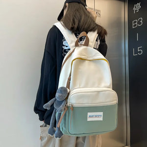 Contrast Junior Schoolbag Large Capacity Backpack Female Student