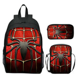 Kids Spider School Bag Anime Waterproof Nylon Outdoor Sport Bag 3pcs Bookbag