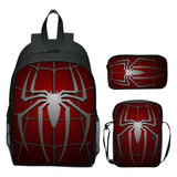 Kids Spider School Bag Anime Waterproof Nylon Outdoor Sport Bag 3pcs Bookbag