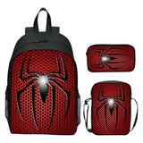 Kids Spider School Bag Anime Waterproof Nylon Outdoor Sport Bag 3pcs Bookbag
