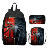 Kids Spider School Bag Anime Waterproof Nylon Outdoor Sport Bag 3pcs Bookbag