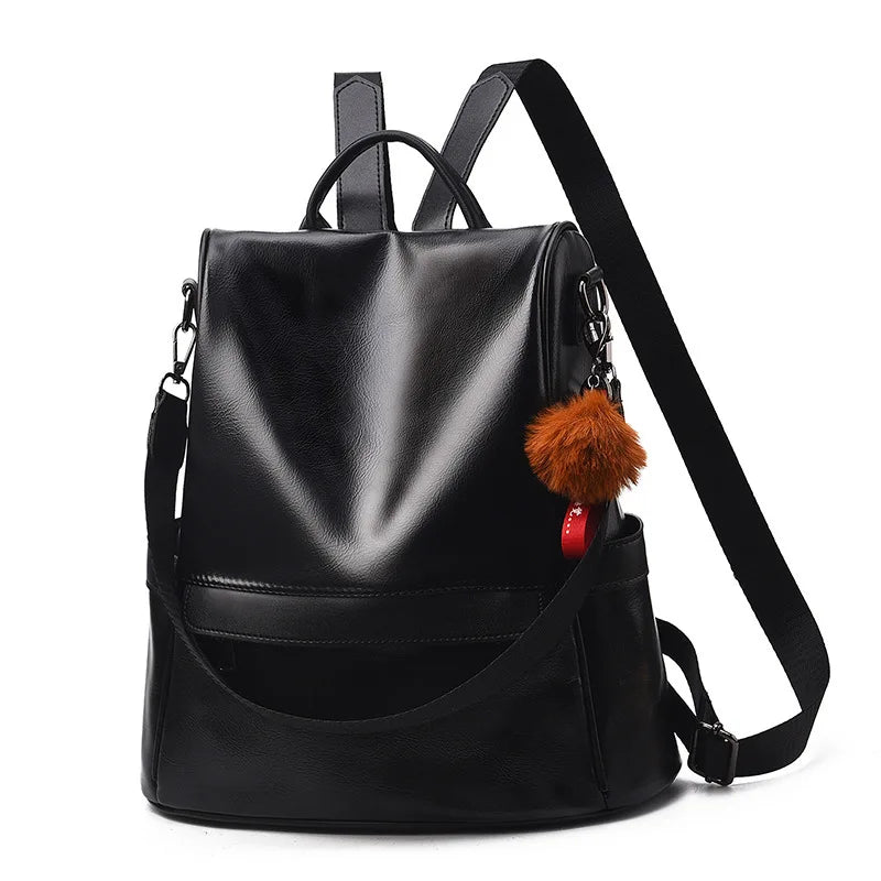 Vintage Leather Anti Theft Backpack for Women