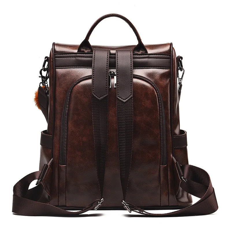Vintage Leather Anti Theft Backpack for Women