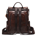 Vintage Leather Anti Theft Backpack for Women