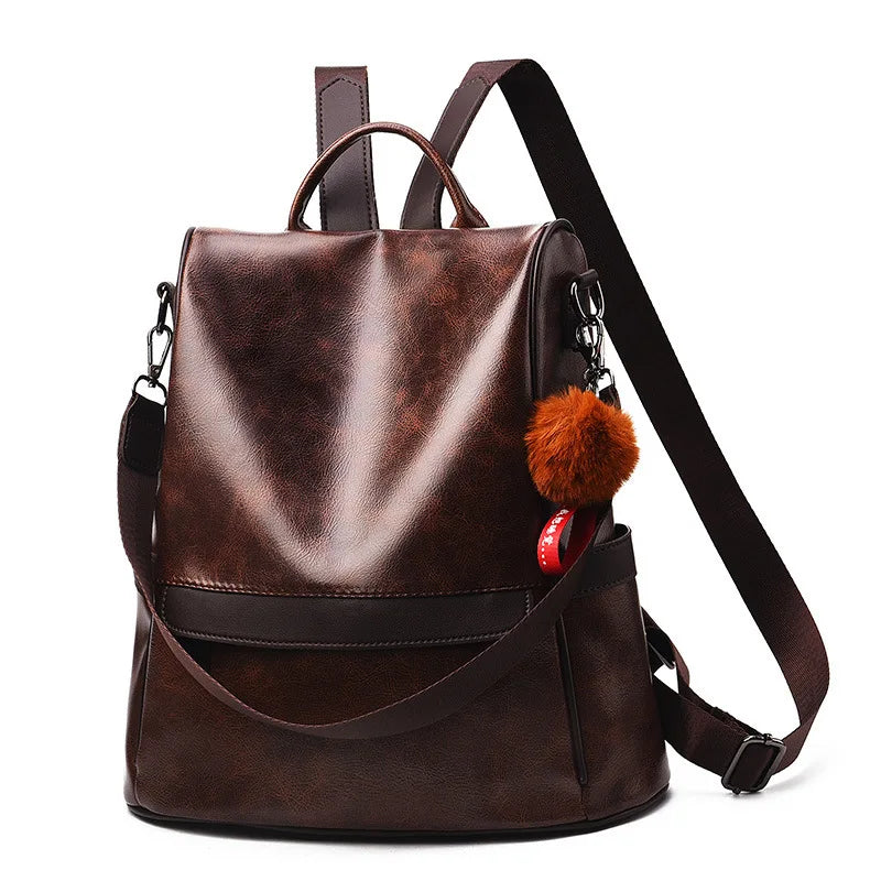 Vintage Leather Anti Theft Backpack for Women