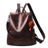 Vintage Leather Anti Theft Backpack for Women