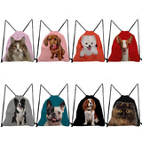 Women's Large Capacity School BookBag Drawstring Bag Animal Dog Print