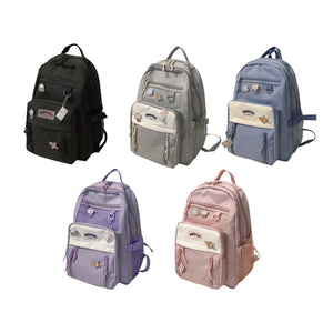 Nylon School Bag for College Teenagers Youth Rucksack Student Female Bookbag