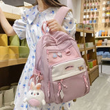 Nylon School Bag for College Teenagers Youth Rucksack Student Female Bookbag