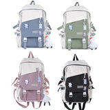 Nylon Backpack with Pendent Accessories Pins for Girls Teens
