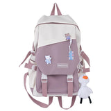 Nylon Backpack with Pendent Accessories Pins for Girls Teens