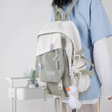 Nylon Backpack with Pendent Accessories Pins for Girls Teens