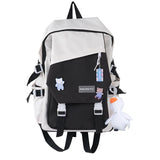 Nylon Backpack with Pendent Accessories Pins for Girls Teens