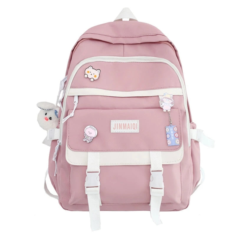 Large Capacity Travel Backpack with Pin Accessories Plush Pendant