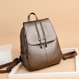 Soft Leather Women's Travel Backpack Large Capacity