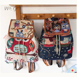 Retro Parrot Drawstring Backpack for Women