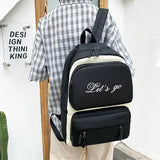 Canvas Women Backpack 4 Pcs Sets School Book Bags for Teenager Girls