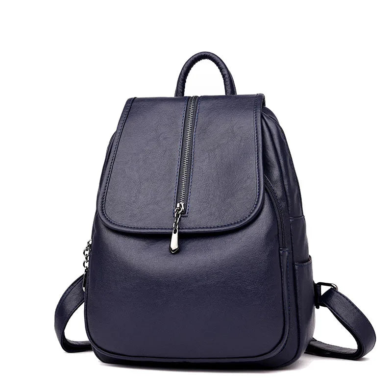 Vintage Leather Backpacks for Girls School Shoulder Bags
