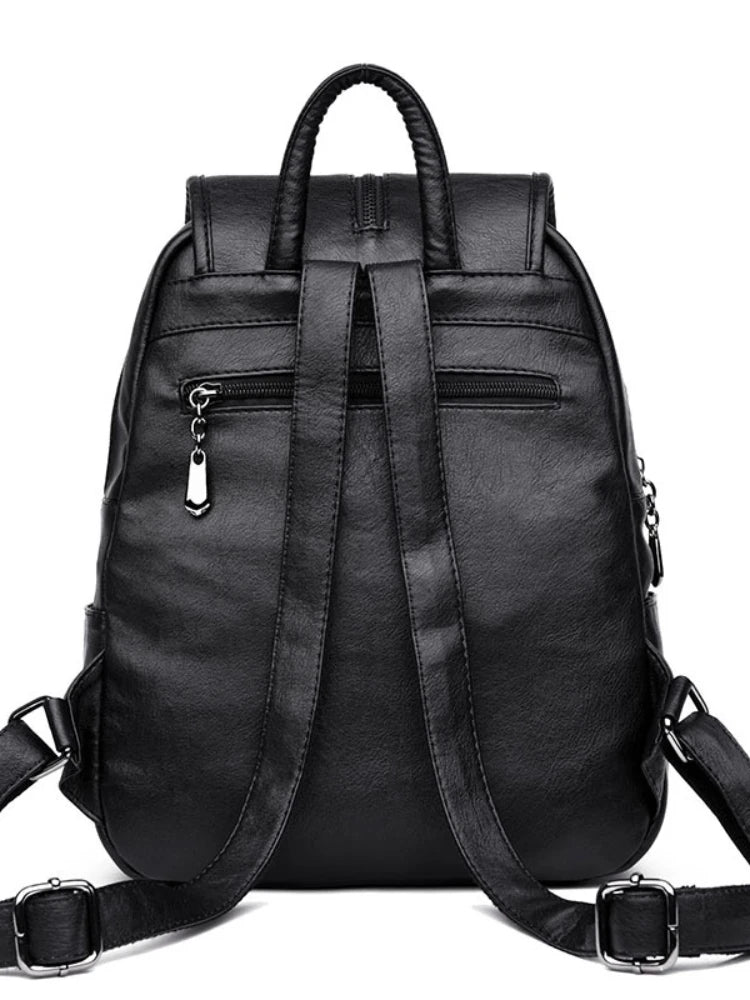 Vintage Leather Backpacks for Girls School Shoulder Bags