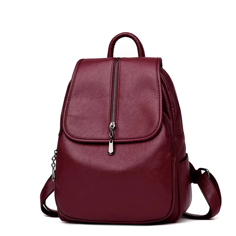 Vintage Leather Backpacks for Girls School Shoulder Bags