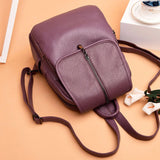 Vintage Leather Backpacks for Girls School Shoulder Bags