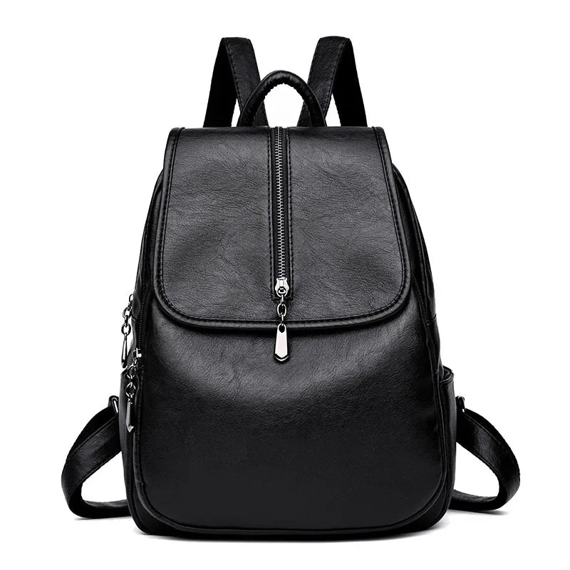 Vintage Leather Backpacks for Girls School Shoulder Bags