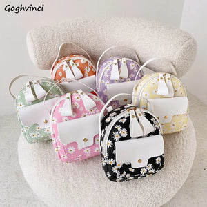 Floral Print Zipper Ladies Casual Daypacks Mochila High School Mini Bag