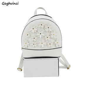 PU Leather Mini Backpack Flowers Decorated Soft Touch Casual Mochila
