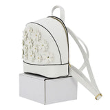 PU Leather Mini Backpack Flowers Decorated Soft Touch Casual Mochila
