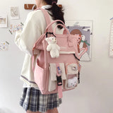 Teen Girls School Bag Travel Laptop Backpack Women Notebook Patchwork Bagpack