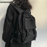Large Capacity Button Travel Bag Solid Harajuku Retro Unisex High Street