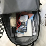 Preppy Students Backpack Large Capacity Button Travel Bag Solid Harajuku Retro