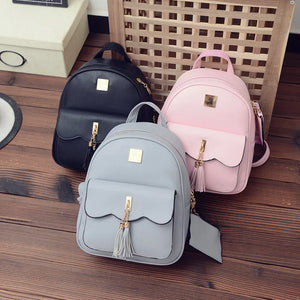 6 Senses Tassel Women Backpack Mini Shoulder Bag
