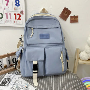 Casual School College Book Bag Canvas Large Capacity Travel Backpack