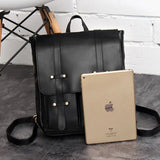 Retro PU Leather Backpack Large Capacity Harajuku Street Style