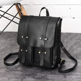 Retro PU Leather Backpack Large Capacity Harajuku Street Style