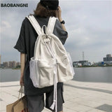 Canvas Patchwork Drawstring Solid Harajuku Travel Backpack