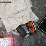 Canvas Patchwork Drawstring Solid Harajuku Travel Backpack