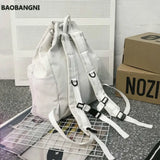 Canvas Patchwork Drawstring Solid Harajuku Travel Backpack