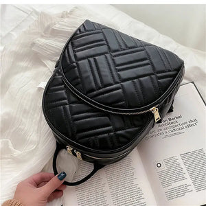 Women Texture Solid PU Leather Backpack Female