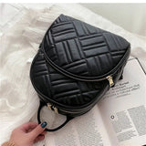 Women Texture Solid PU Leather Backpack Female