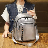 Stylish Waterproof Leather School Backpack for College Students