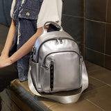 Stylish Waterproof Leather School Backpack for College Students