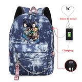 Demon Slayer Anime Outdoor Canvas Backpack Women Sports Bag
