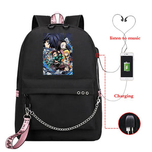 Demon Slayer Anime Outdoor Canvas Backpack Women Sports Bag