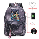 Demon Slayer Anime Outdoor Canvas Backpack Women Sports Bag