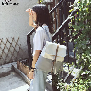 Women Panelled String Canvas Bag Belt Preppy Harajuku Ins Large Capacity